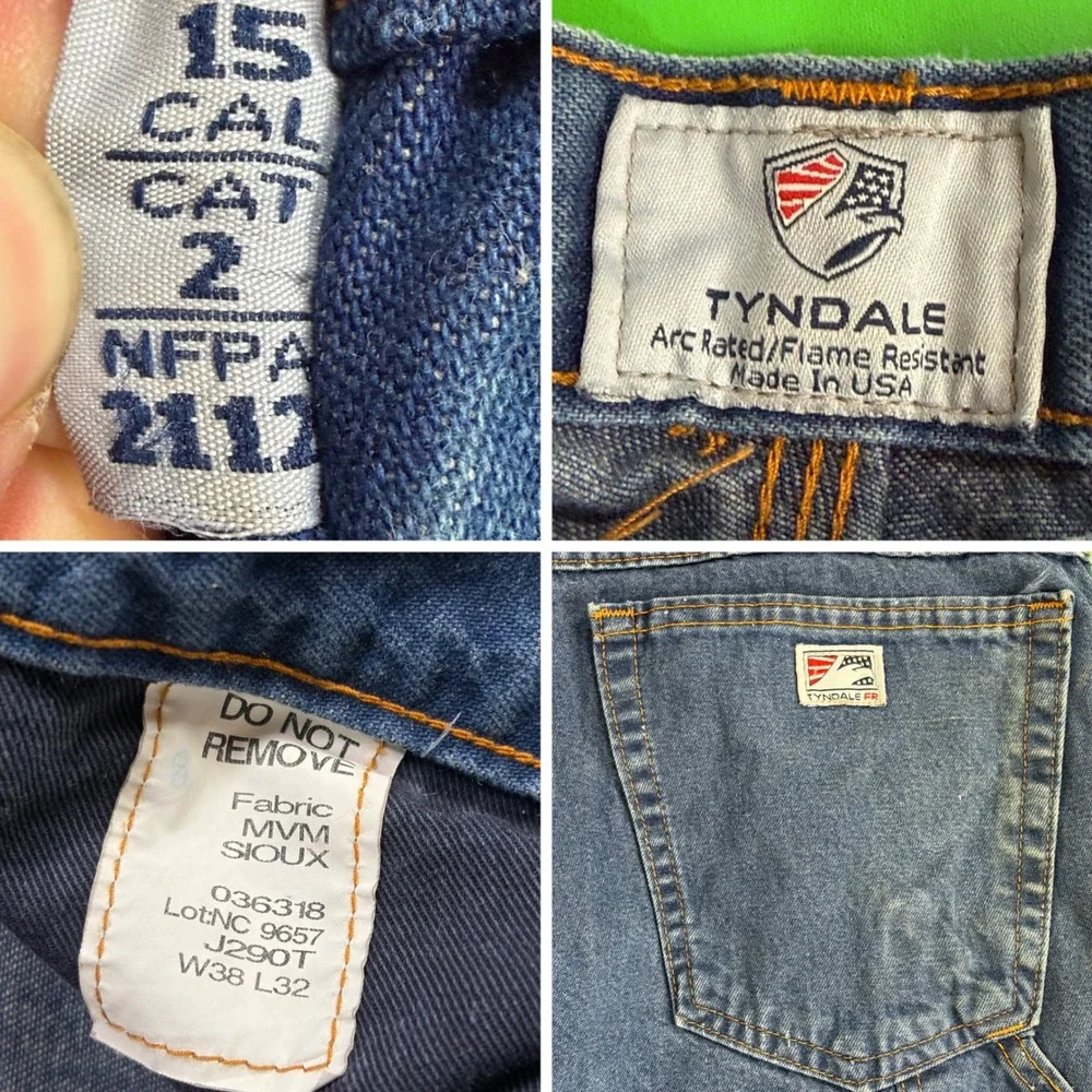 Tyndale FR Distressed Carpenter Jeans Mens 38/32 Blue Flame Resistant Workwear