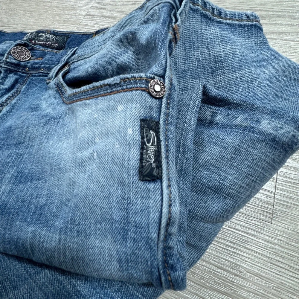 Silver Jeans Co Men Eddie Relaxed Straight‎ Leg Medium Wash Distressed 34x34