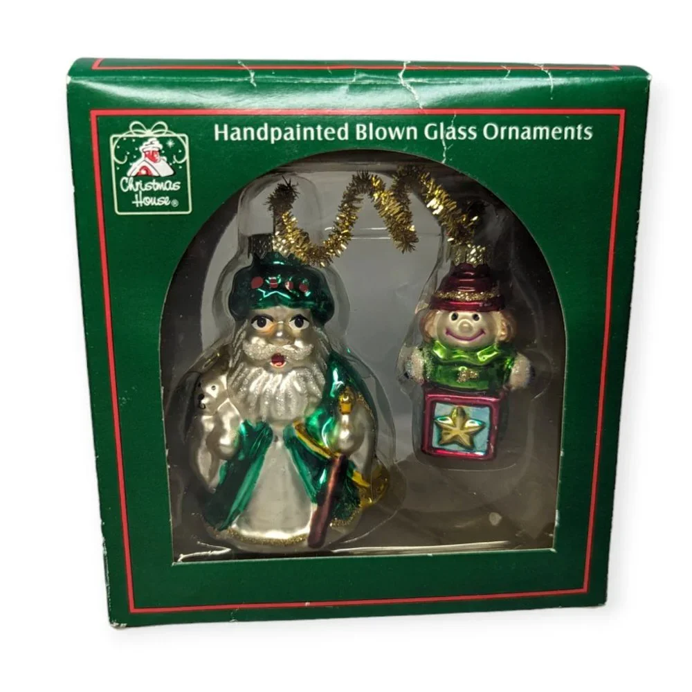 Christmas House Handpainted Blown Glass Ornaments