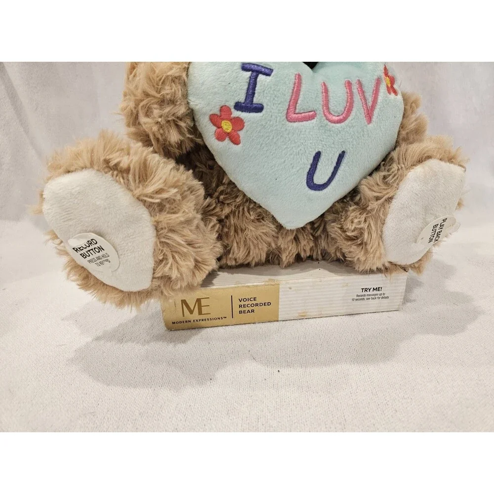 Modern Expressions Voice Recorded Plush Bear 'I Luv U' Heart Valentine's Day