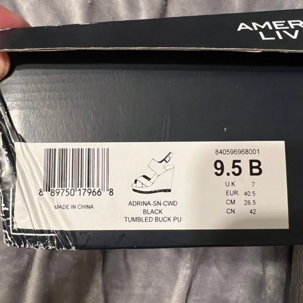 American Living Women's‎ Adrina Slingback Platform Wedge Sandals black size 9.5