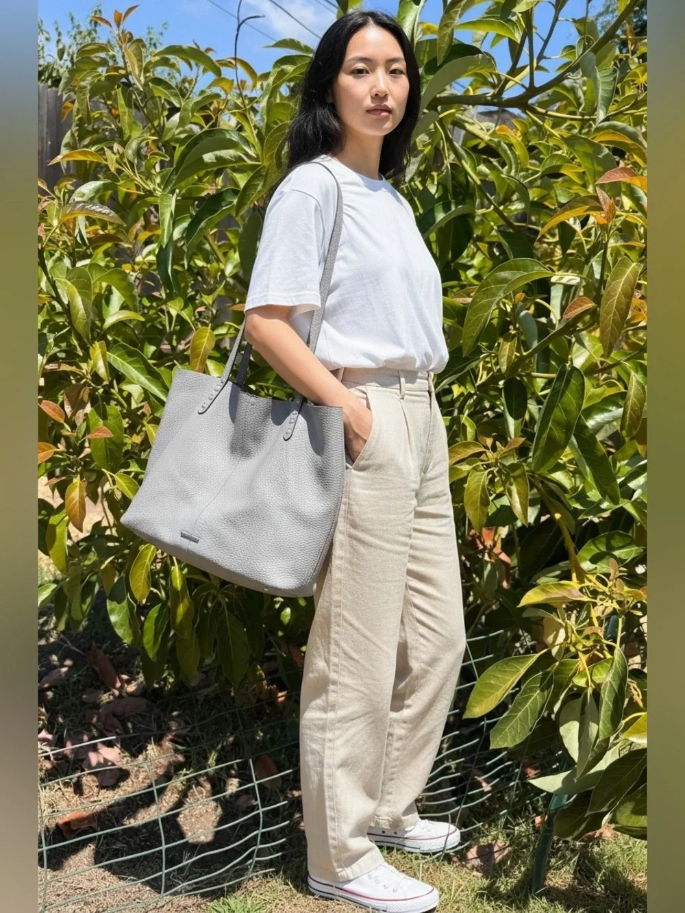 Rebecca Minkoff Soft Gray Leather Tote Bag
