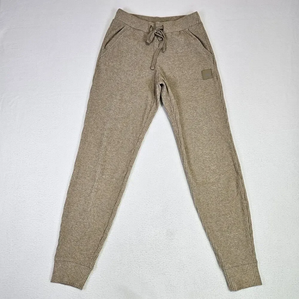 Alo Yoga Muse Sweatpants Women XS Ribbed Gravel Heather W5784R Athleisure Jogger