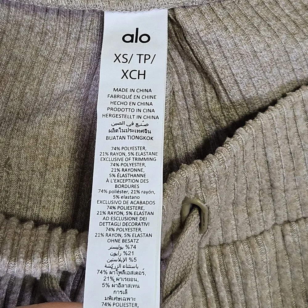 Alo Yoga Muse Sweatpants Women XS Ribbed Gravel Heather W5784R Athleisure Jogger