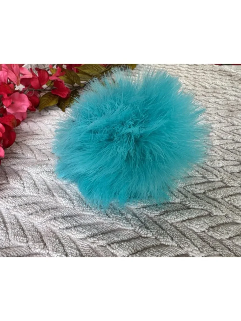 American Eagle Blue Summer Cute Pom-Pom Furry Keychain Bag Charm Key Ring NEW