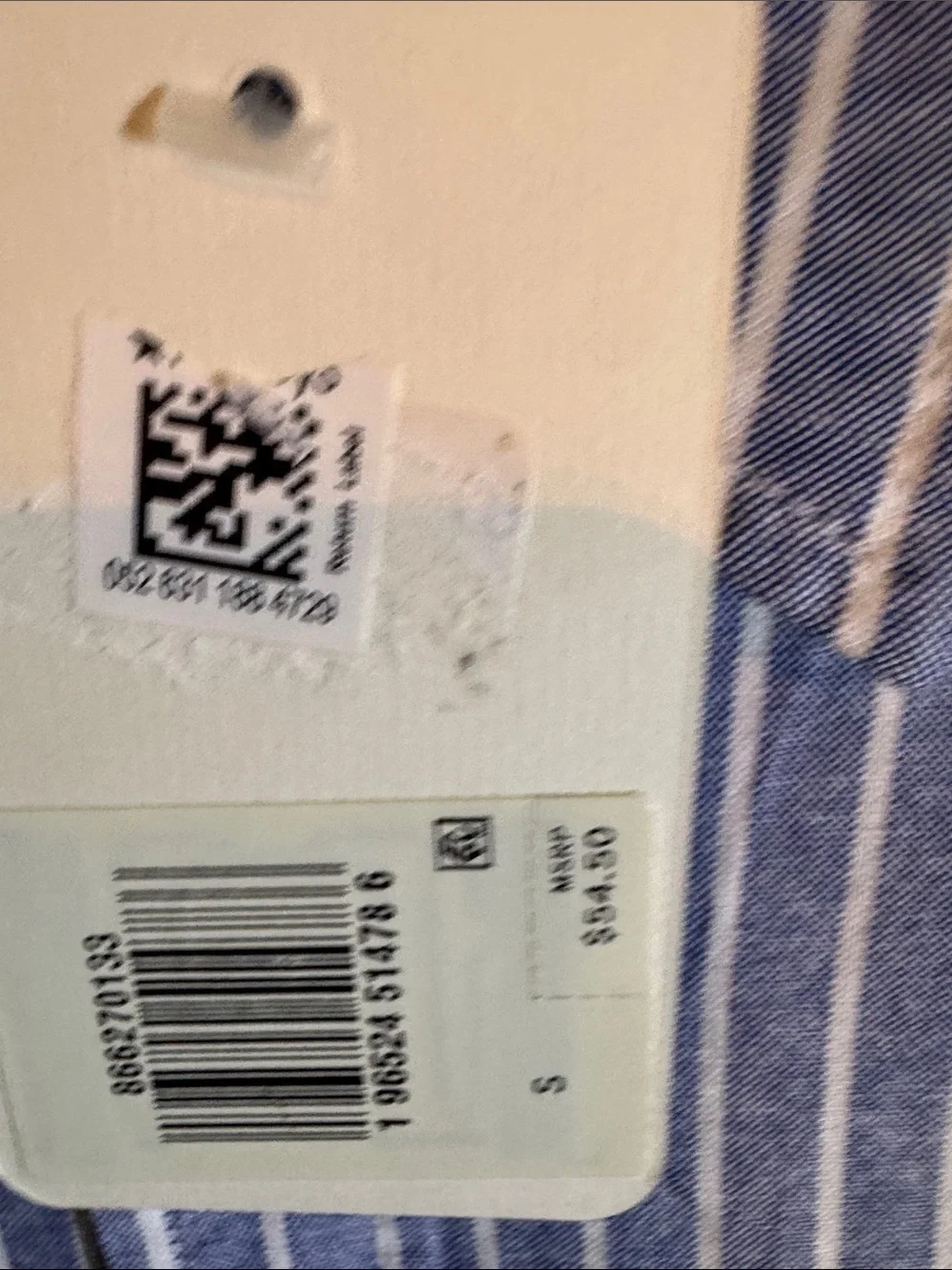 Levi's Blue and White Vertical-Stripe Short Sleeve Button-Down Shirt