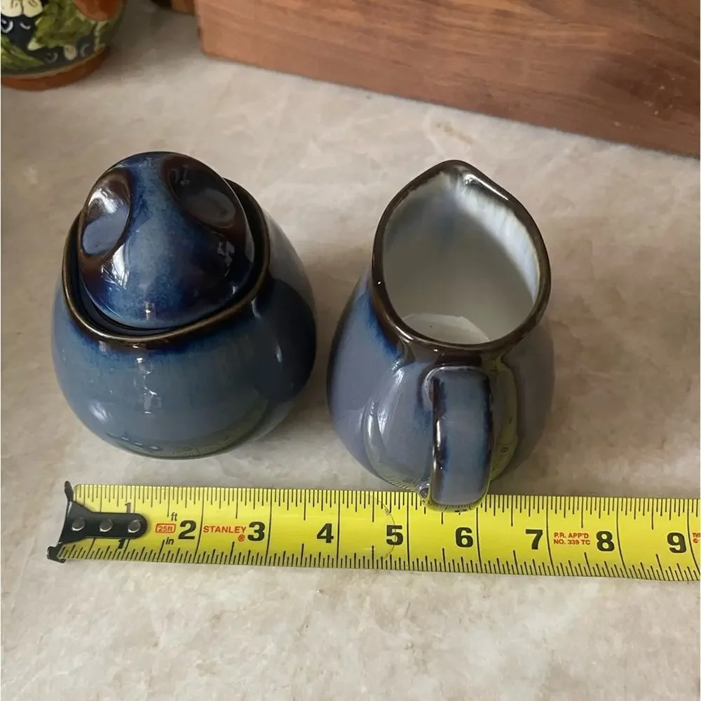 Sango Blue Ceramic Sugar and Creamer Set Nova Blue *Retired