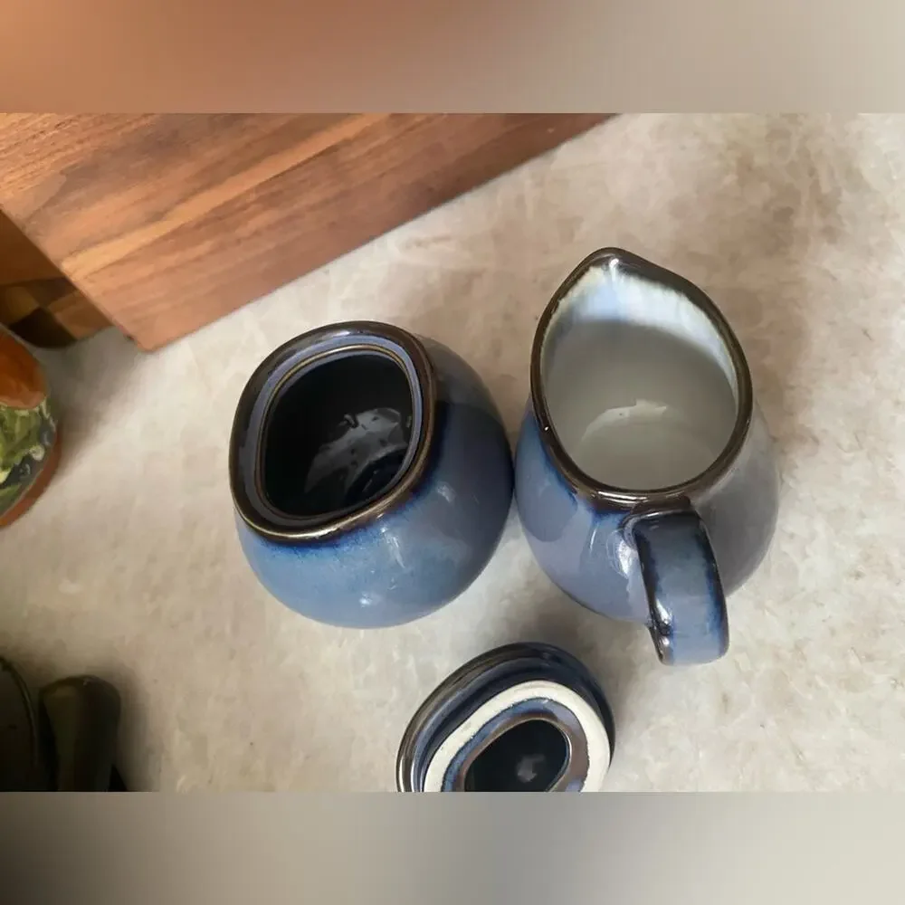 Sango Blue Ceramic Sugar and Creamer Set Nova Blue *Retired