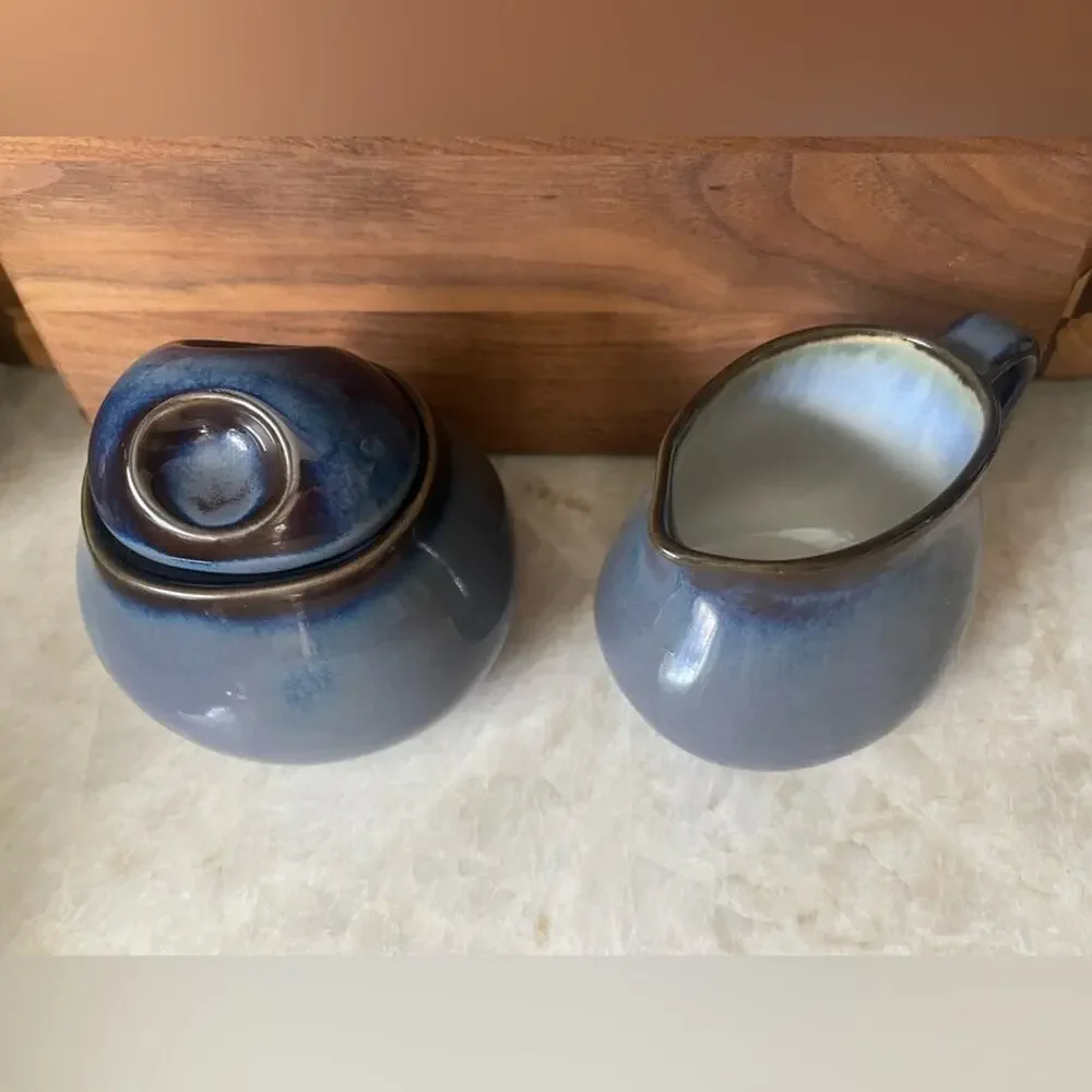 Sango Blue Ceramic Sugar and Creamer Set Nova Blue *Retired
