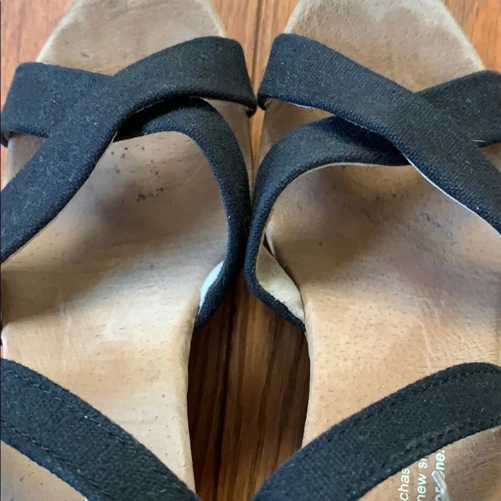 Toms Black Suede Crisscross Wedge Sandals