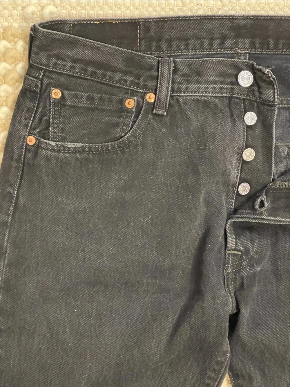 Levi's 501 Button Fly Black Straight Leg Relaxed Fit Men’s Jeans Size 35/32