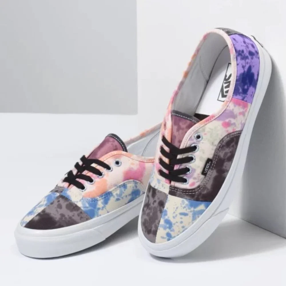 Vans Authentic 44 DX Tie Dye Sneakers Anaheim Factory Low Top Patchwork Size 6.5