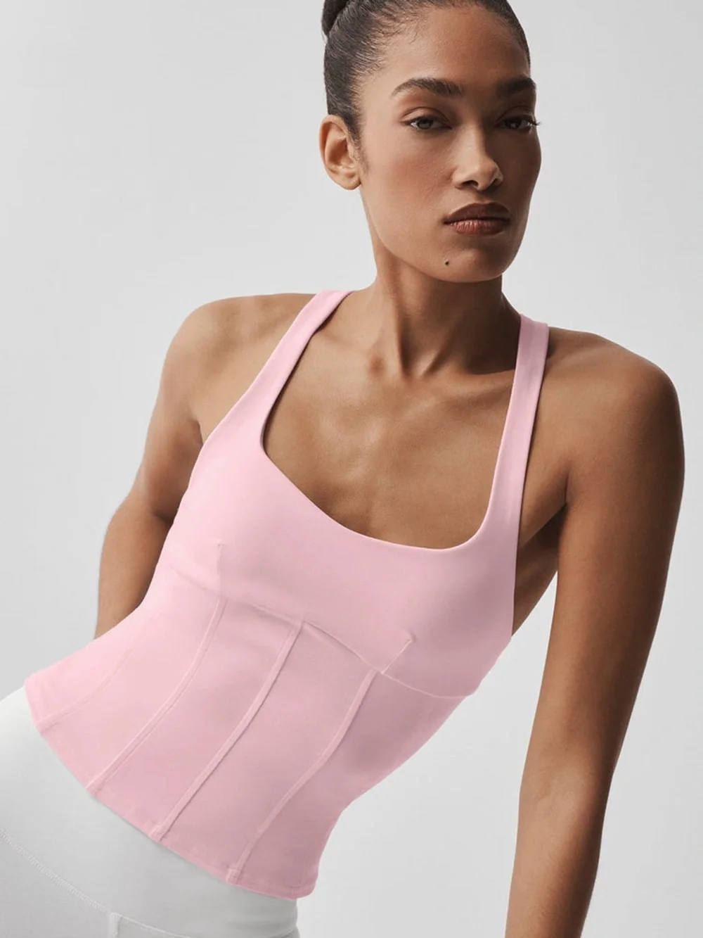 Alo yoga Sparks Fly Corset Tank vintage Pink / Olive Green / Crisp White nwt