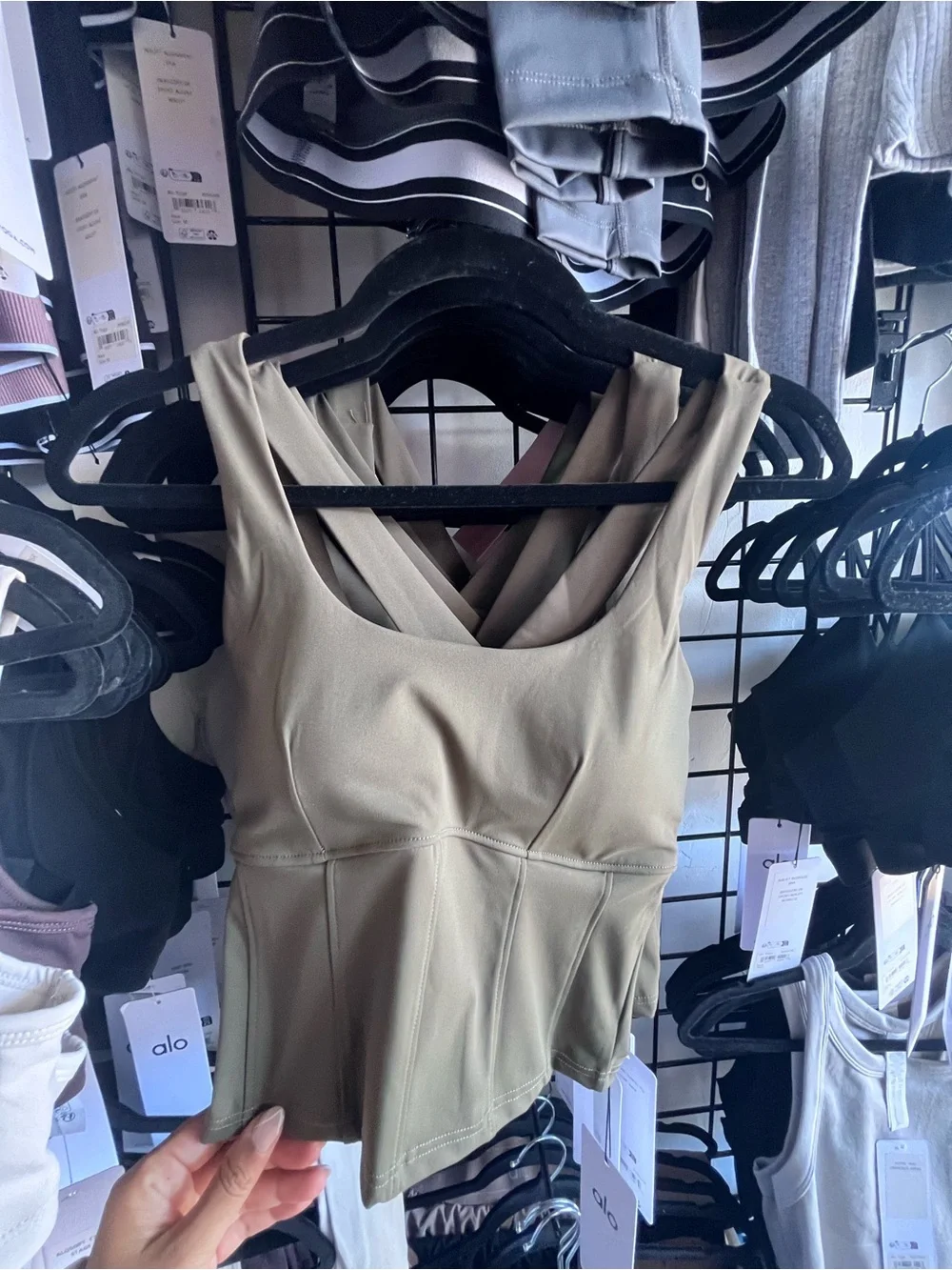 Alo yoga Sparks Fly Corset Tank vintage Pink / Olive Green / Crisp White nwt