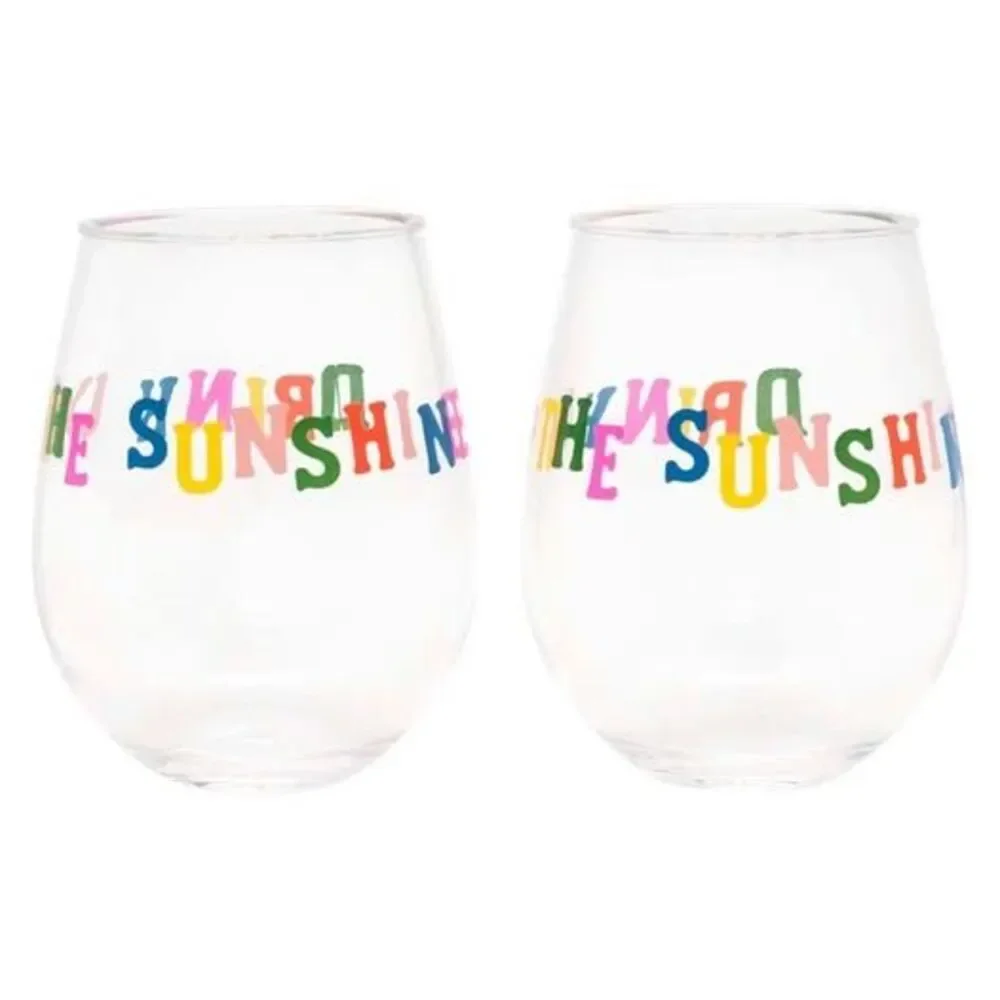 NWT Bando Ban.do Set of Two Acrylic Wine Glasses