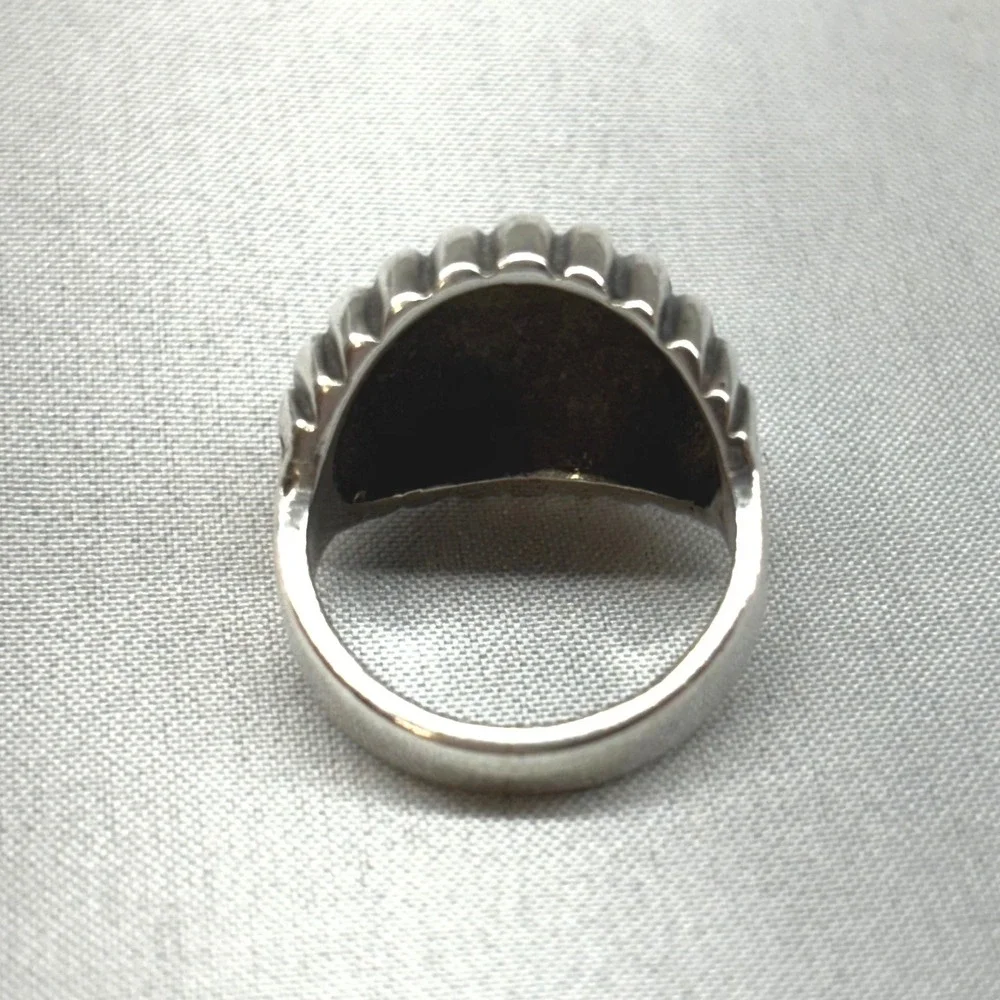 90s Shrimp Dome Ring Womens Size 4.25 Silver Good Ribbed Sterling 925