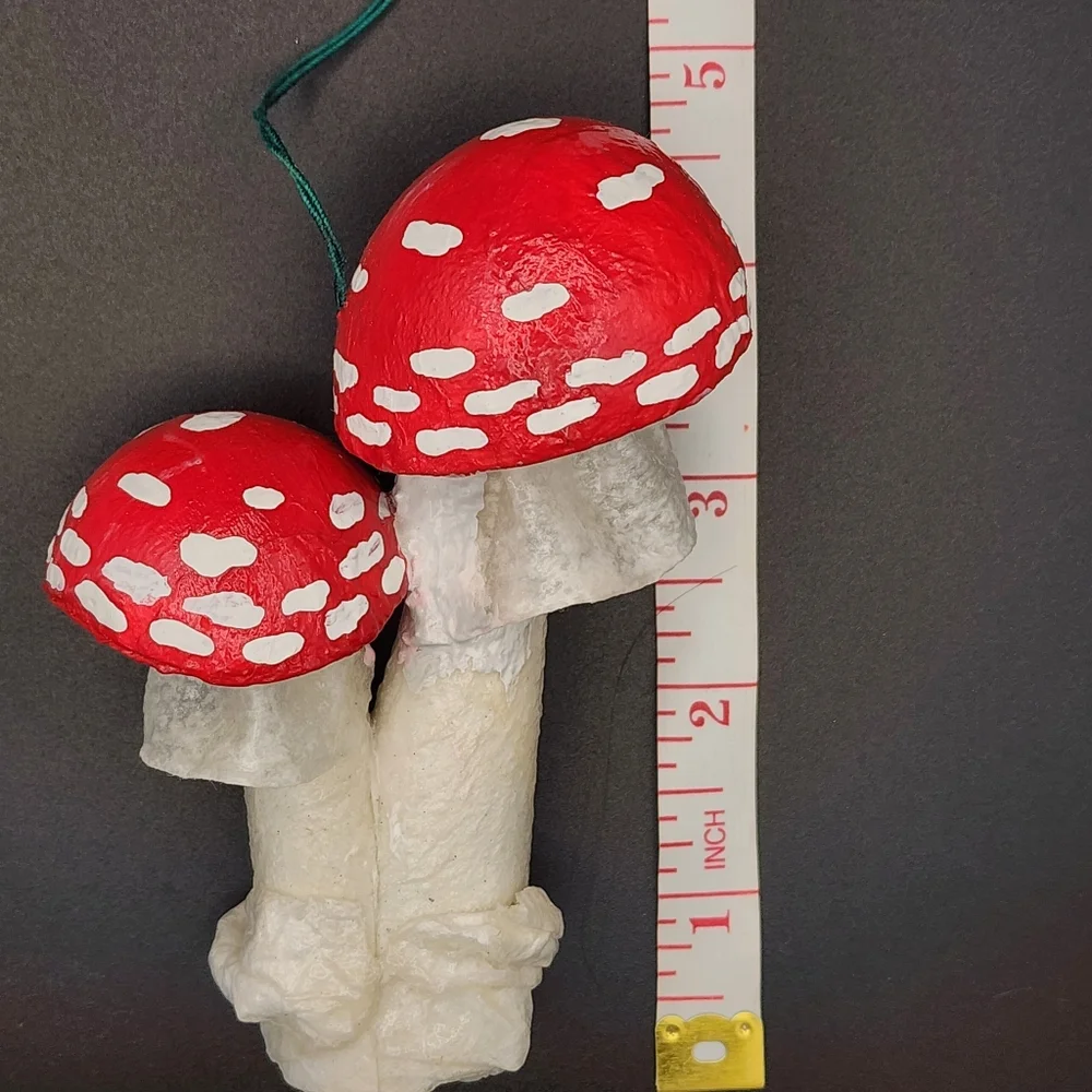 Hand Crafted Red and White Mushroom Decor Ornament