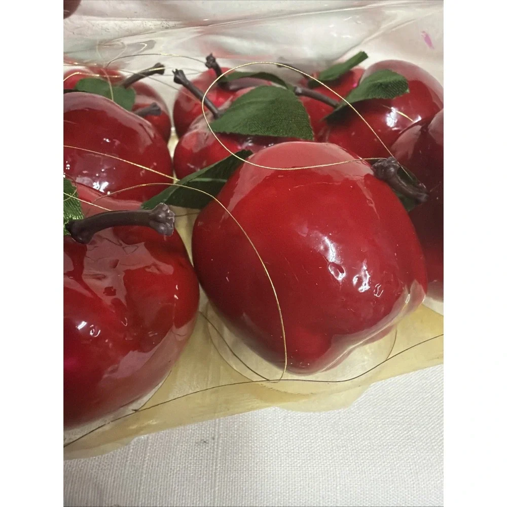 Vintage Michaels Red Apple Christmas Ornaments Set of 12 Faux Fruit Decor 1995