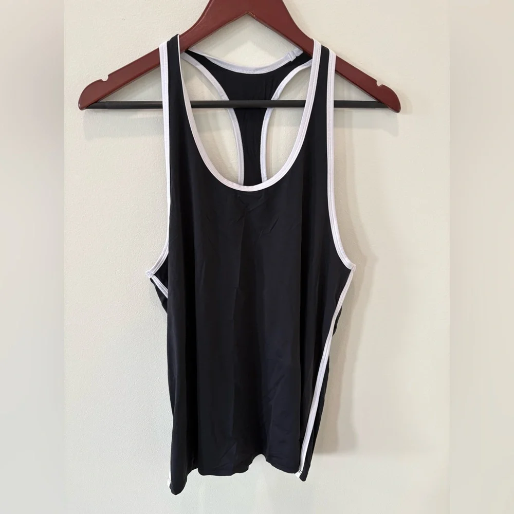 ALO Yoga Black Tank Top with White Trim