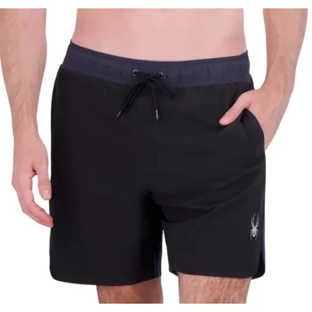 Spyder Men's XL Swim Trunk Black Athletic Shorts 7.5