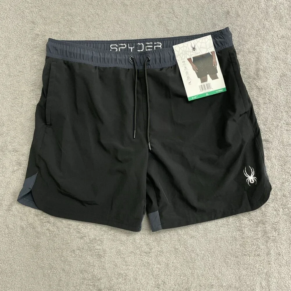 Spyder Men's XL Swim Trunk Black Athletic Shorts 7.5