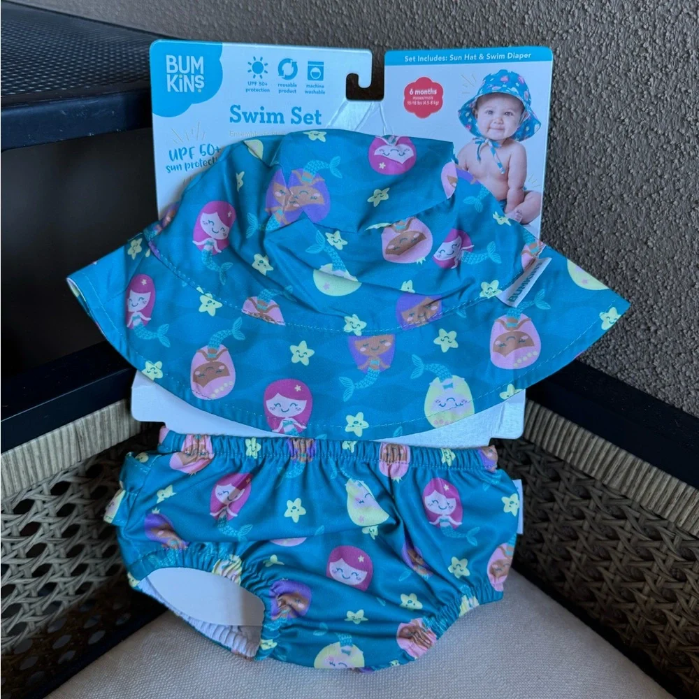 Bumkins Kids Swim Set - Teal Mermaid Design