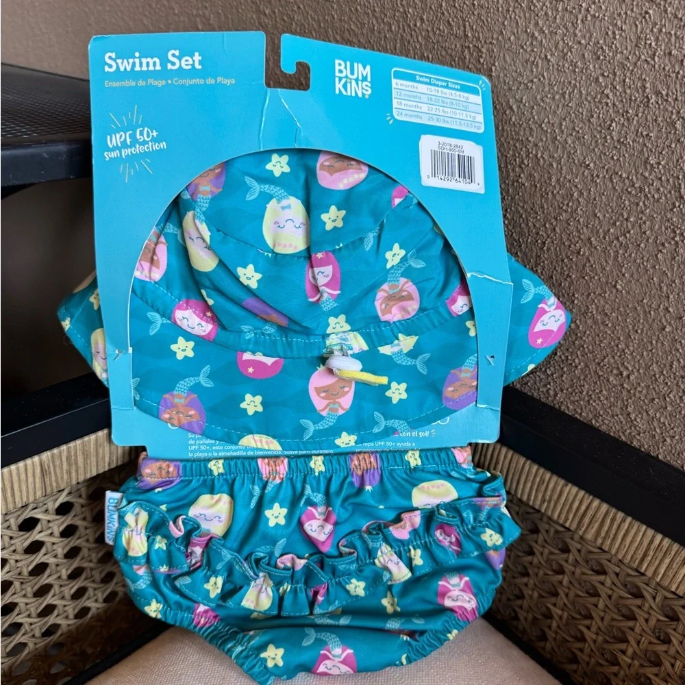 Bumkins Kids Swim Set - Teal Mermaid Design