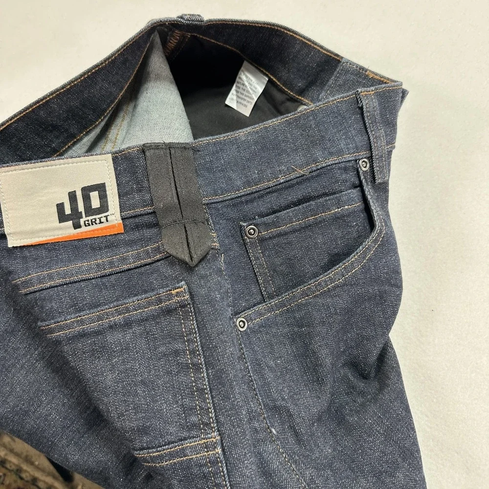 40 Grit Jeans Mens 28x32 Blue Standard Fit Straight Dark Wash Stretch Denim Work