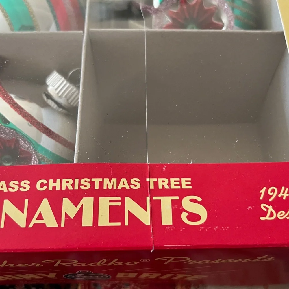 5 Jumbo Shiny Brite indent round glass ornaments Christmas