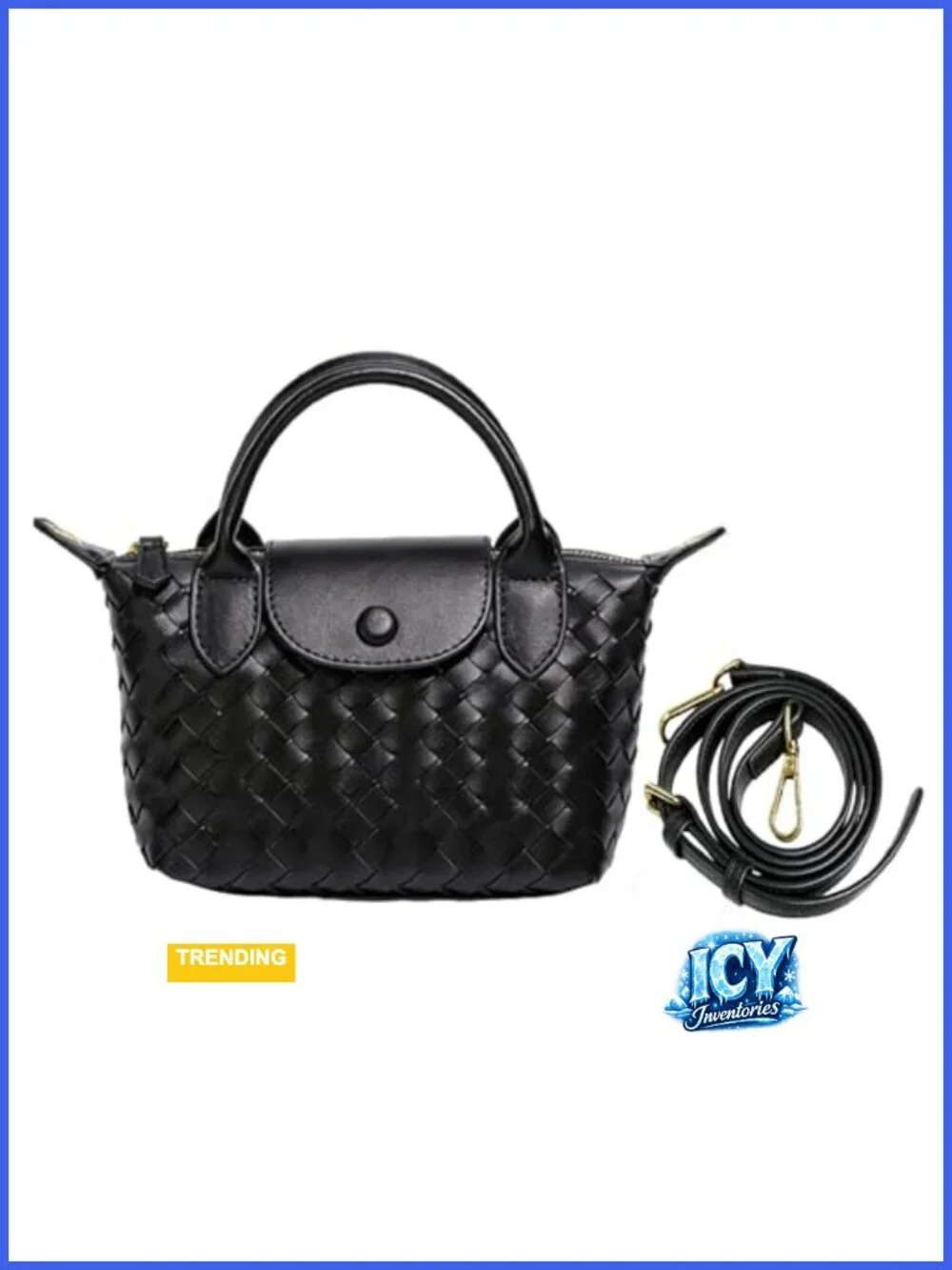 Small Vegan Leather Crossbody Bag, Mini Woven Top Handle Dumpling Purse,
