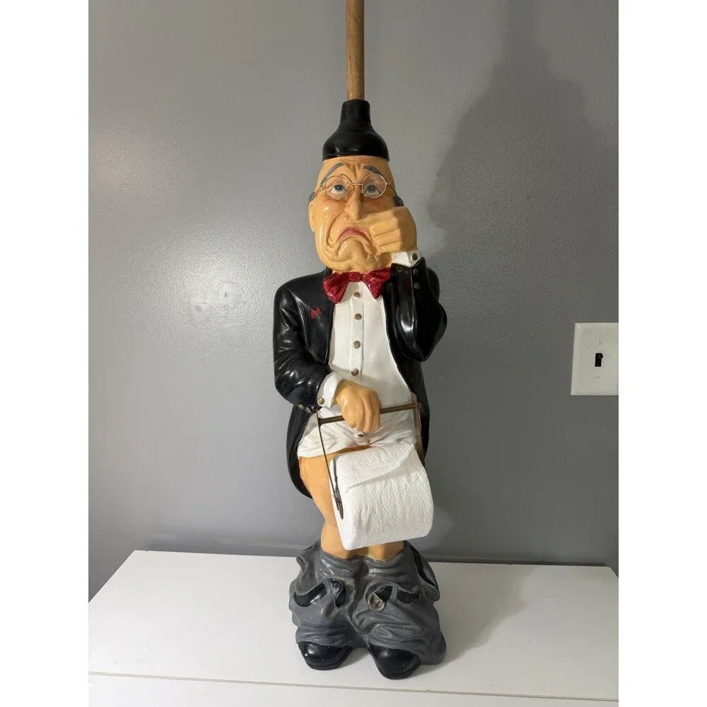 RARE Vintage Mr. Stinky Pants Down Old Man Butler Toilet Paper Holder unique