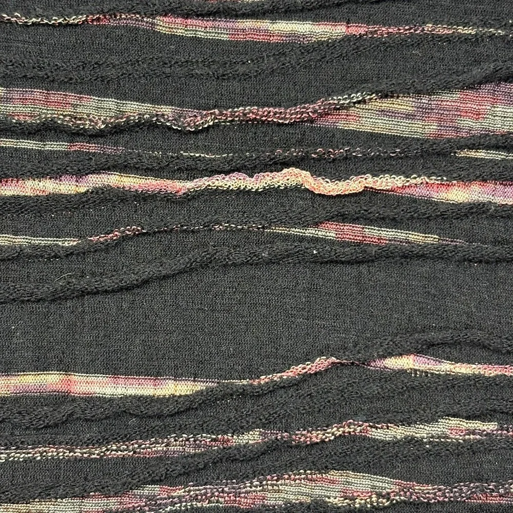 Jhane Barnes 3D Textured Knit Sweater Mens M Black Striped Crew Neck Vintage