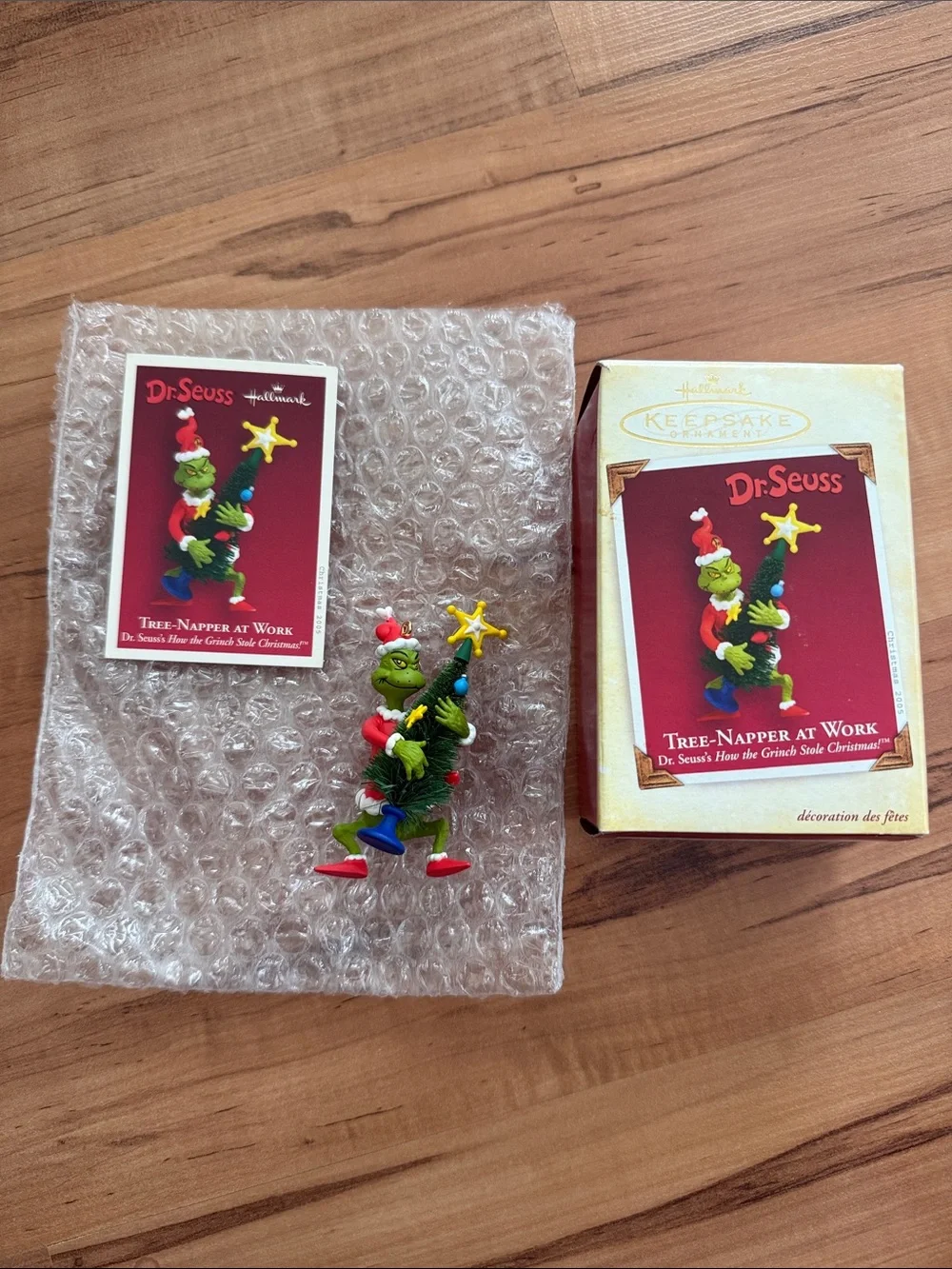 Vintage 2005 Hallmark Dr. Seuss Grinch Tree Napper At Work Christmas Ornament