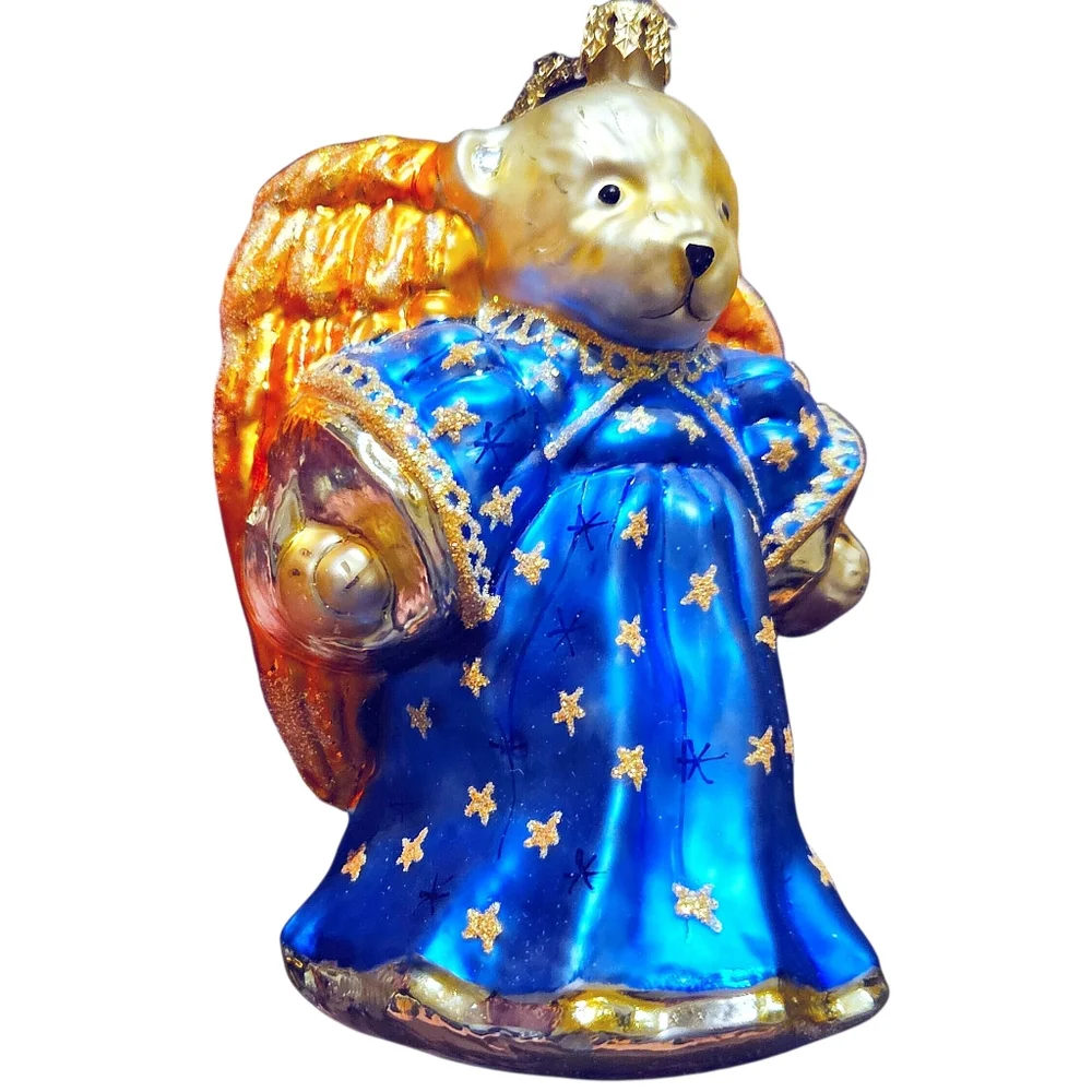 Christopher Radko European Glass Hand-Painted Muffy Vanderbear Angel Halo HTF