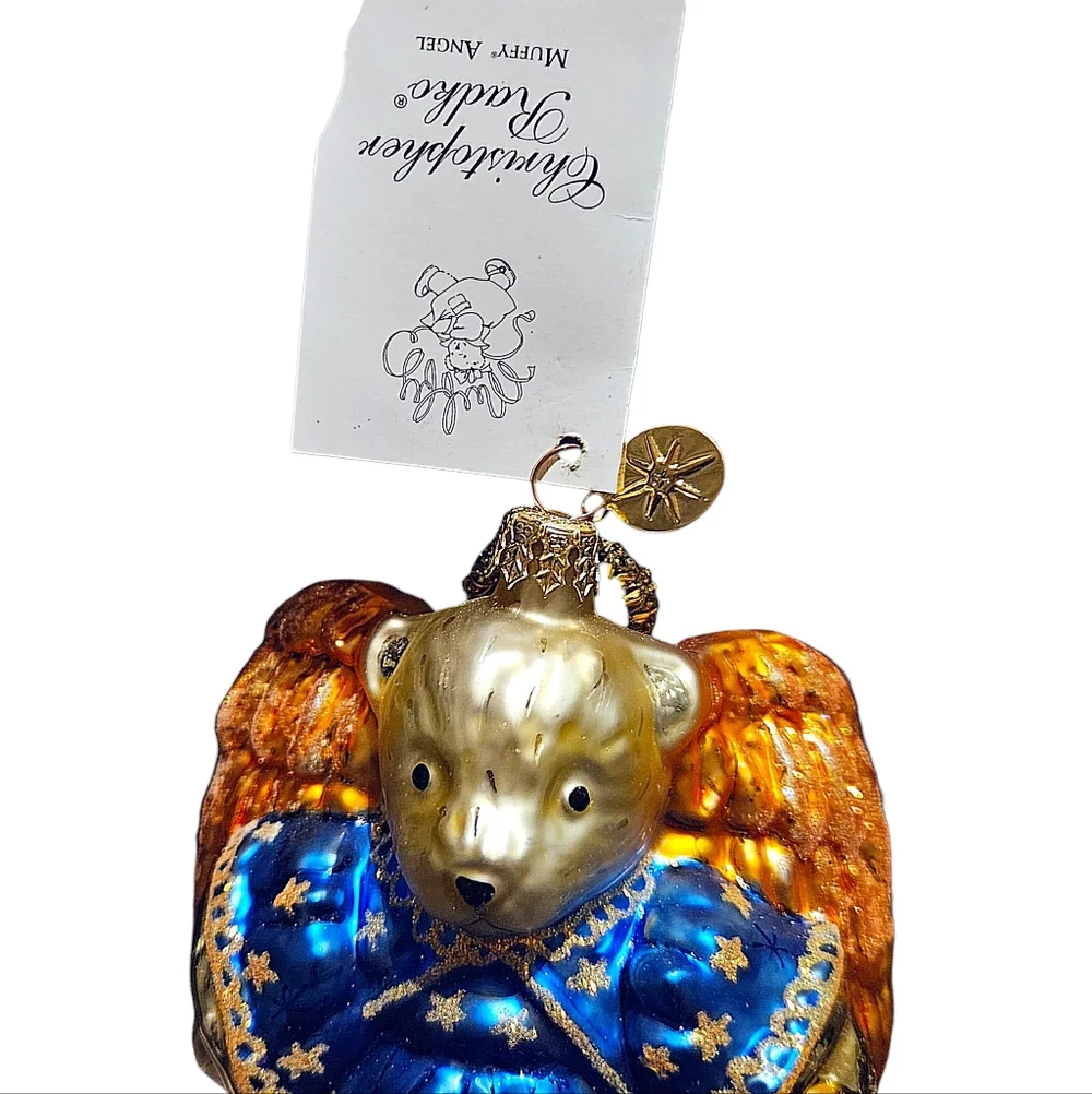 Christopher Radko European Glass Hand-Painted Muffy Vanderbear Angel Halo HTF
