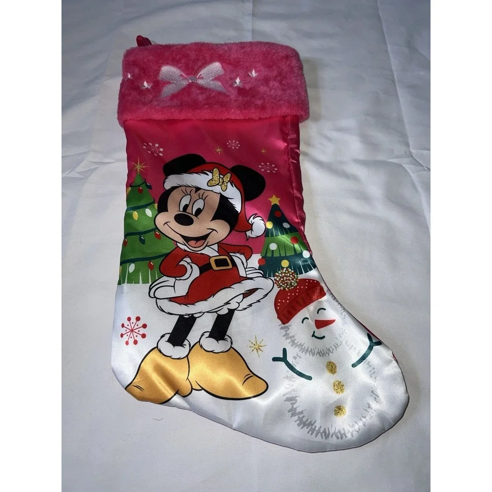 Disney Santa Minnie Mouse Kids Pink Christmas Holiday Stocking by Ruz New 17