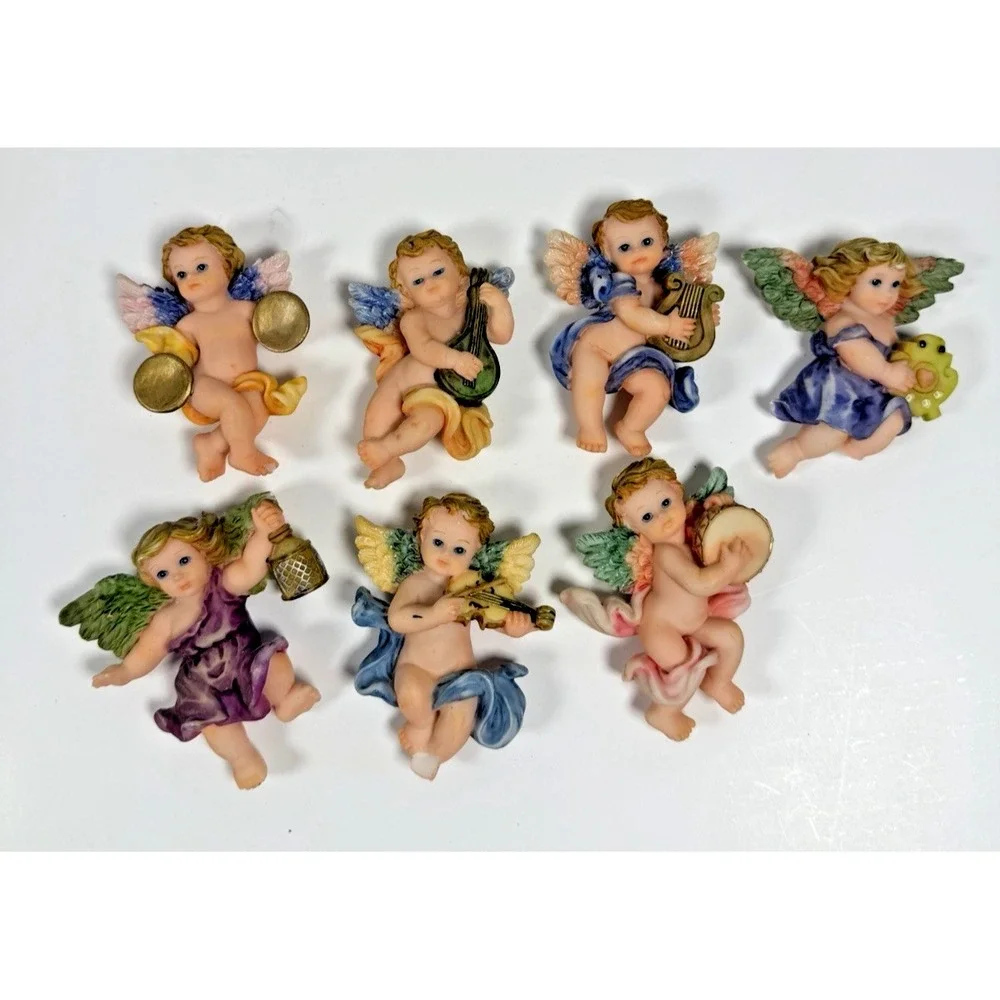 Vintage Baby Angel Cherub Fridge Magnets Lot of 7 READ
