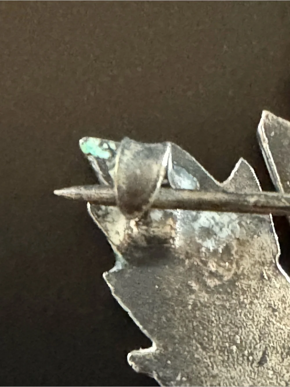 Antique Sterling Silver Enamel Maple Leaf Brooch - Fall Autumn - Vintage Pin