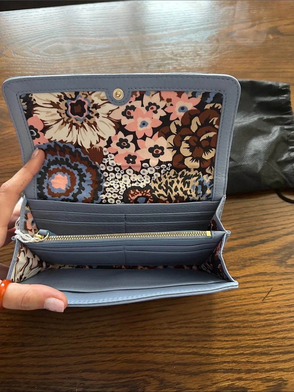 Vera Bradley Quilted Light Blue Leather Zip Wallet