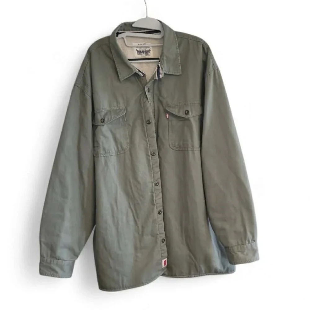 Levis Mens Sherpa Lined Jacket 3XL Cabincore Grunge Distressed Farmcore Neutral