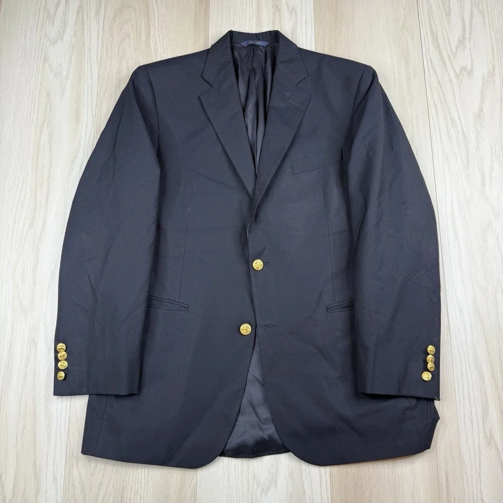 Brooks Brothers Loro Piana Wool 1818 Madison Gold Buttons Blazer Jacket Mens 40R