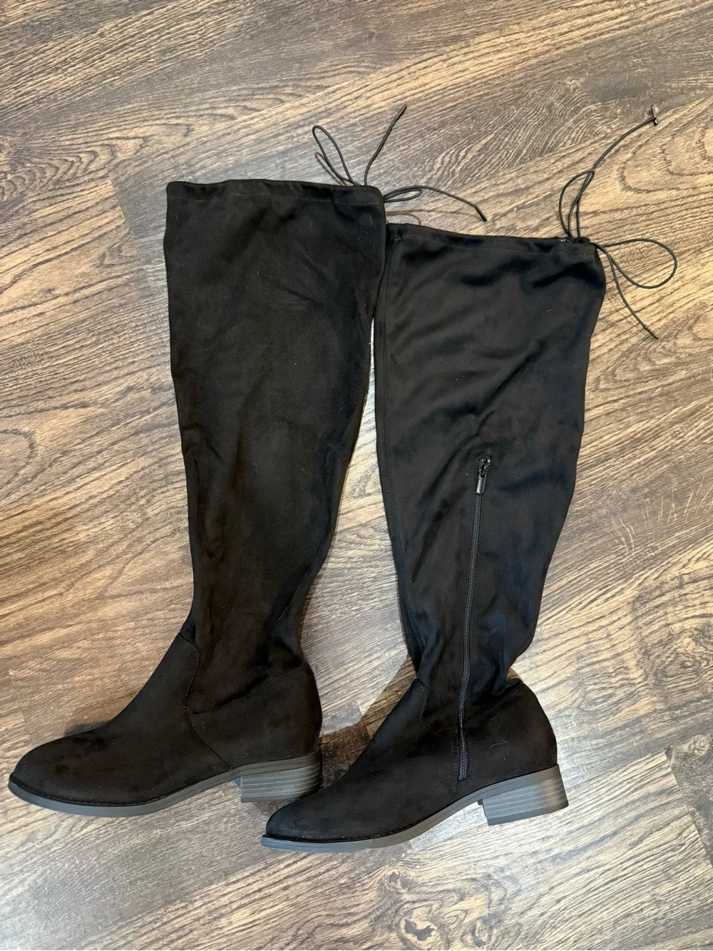 Black Knee-High Women's Boots-wide width, wide calf
