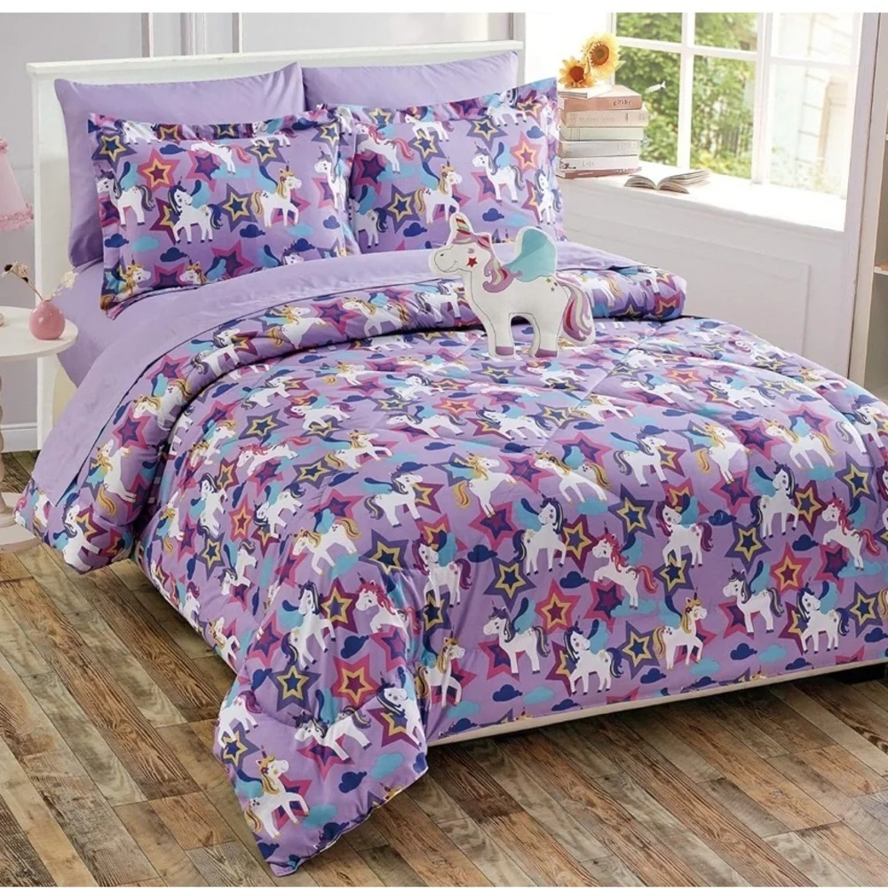 MK Home LLC 8pc Full Size Comforter Set for Girls Unicorn  (054)