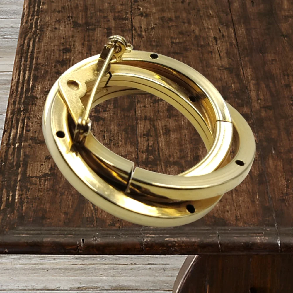Gold Tone Round Brooch