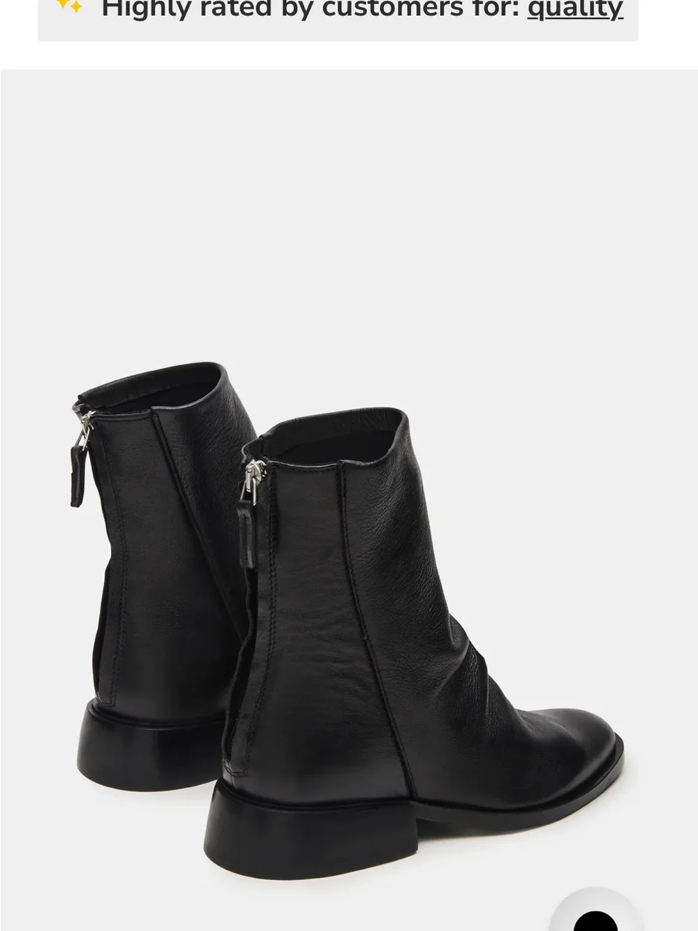 Steve Madden Black Leather Rear-Zip Ankle Booties “nexie”