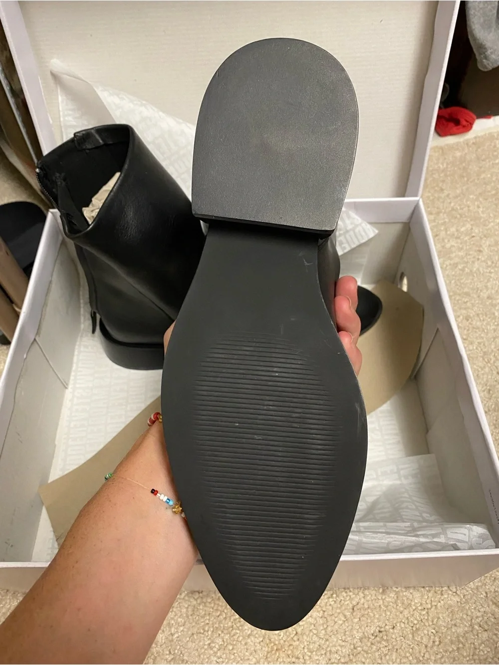 Steve Madden Black Leather Rear-Zip Ankle Booties “nexie”