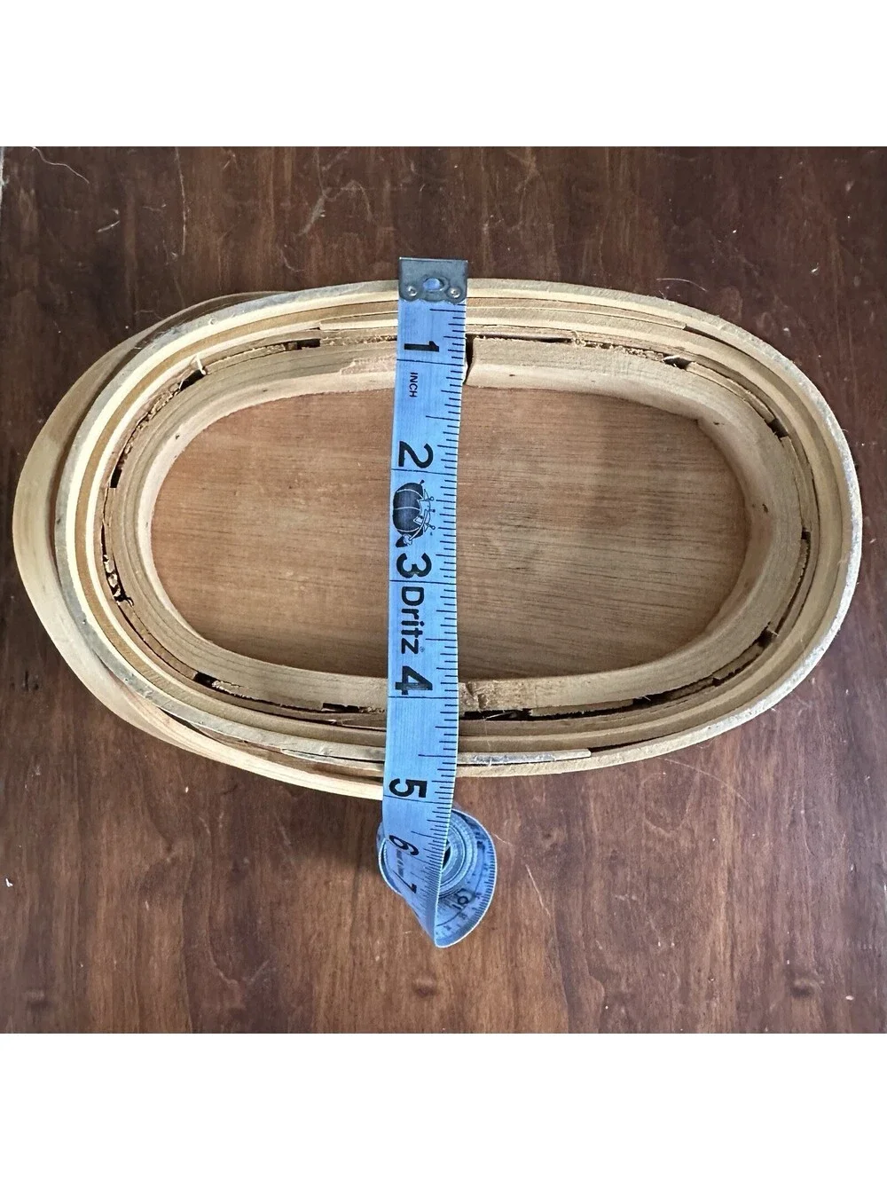 Vintage Small Oval Woven Wood Basket Swing Handle Primitive Farmhouse Decor 7
