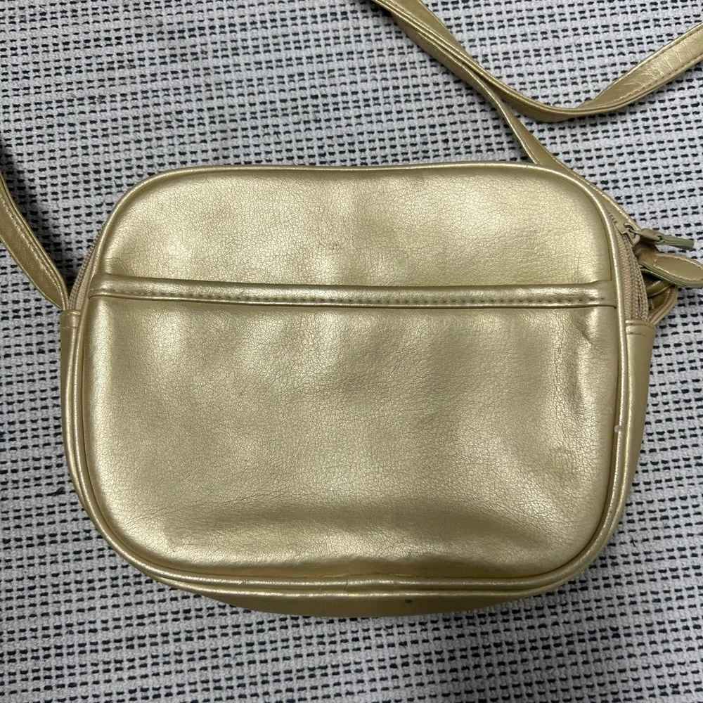 Classic Elements vintage metallic gold leather crossbody shoulder bag purse