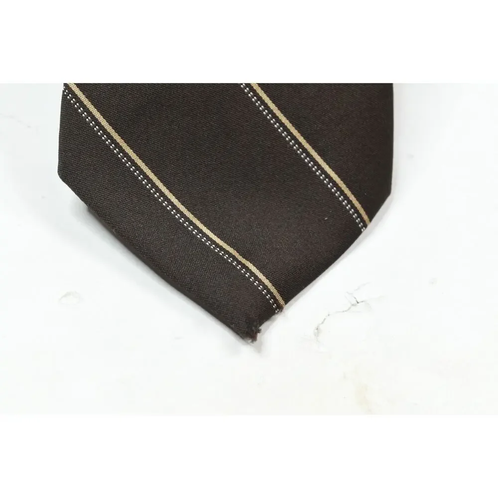 Vintage Yves Saint Lauren Neck Tie Mens Brown Striped Classic YSL