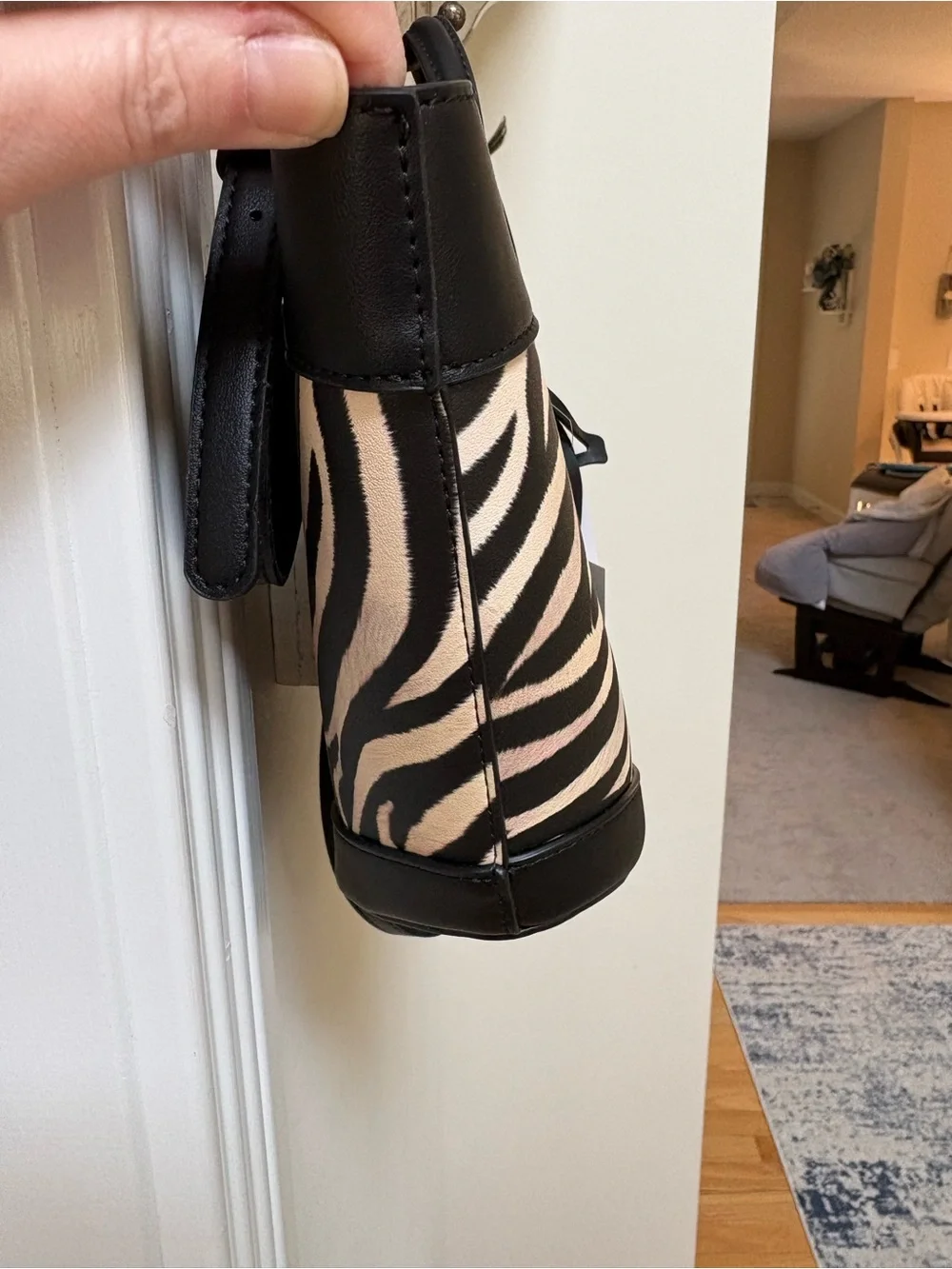 Steve Madden Black & White Zebra Print Satchel Bag